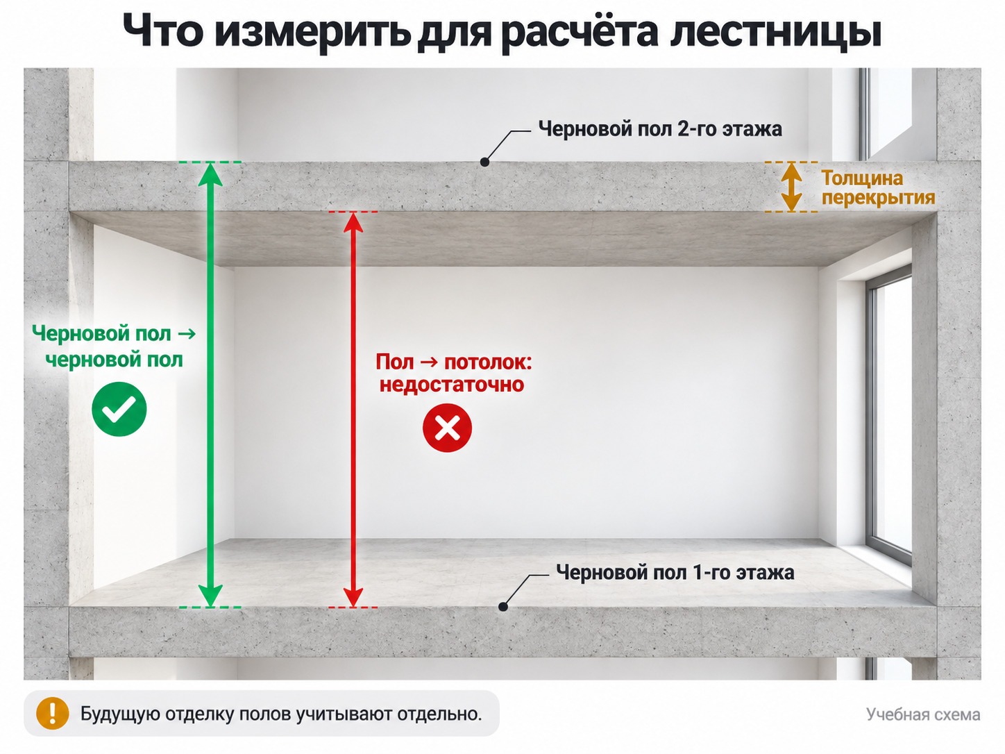 Высота от чернового пола первого этажа до чернового пола второго и толщина перекрытия